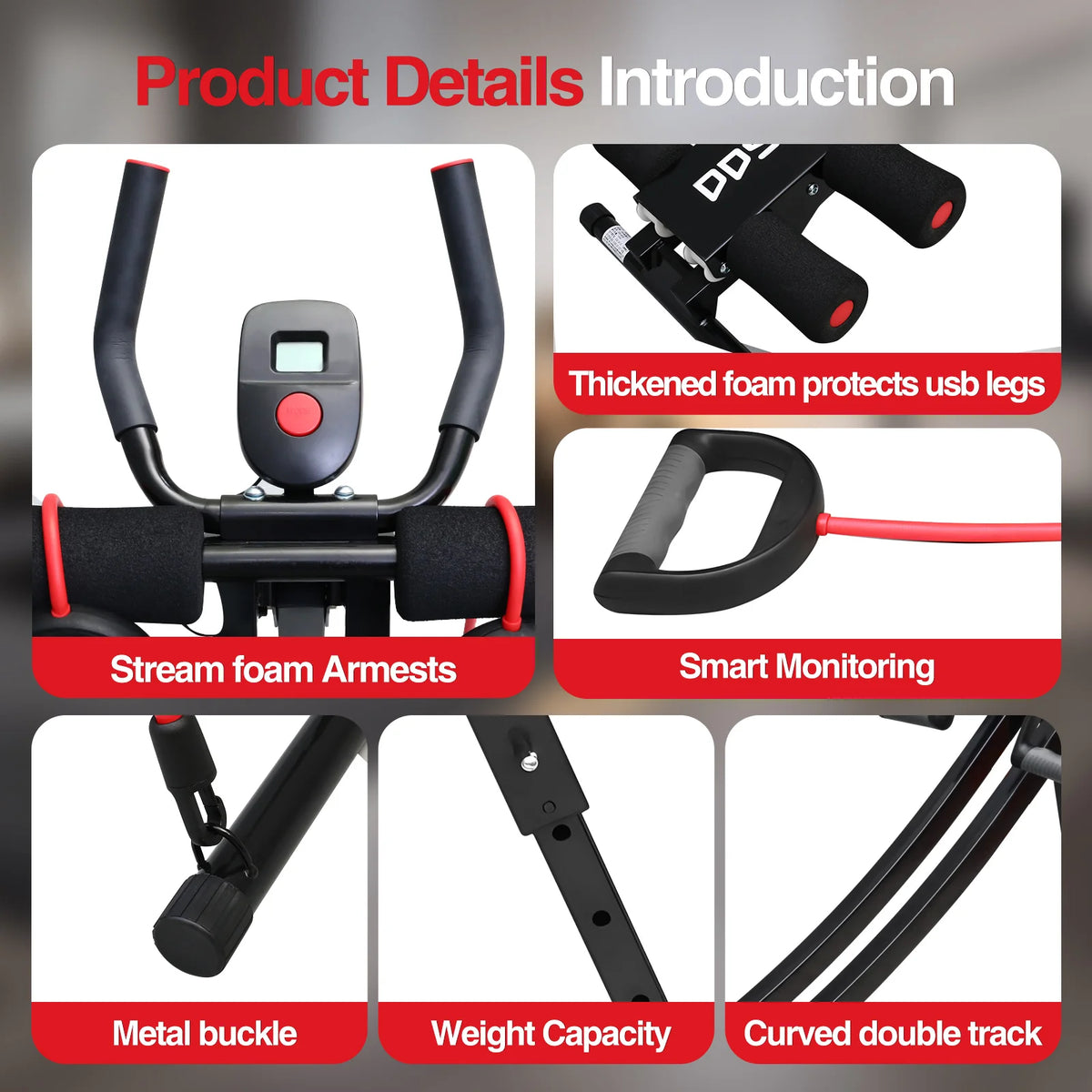 Foldable Adjustable Ab Cruncher for Home Core Strength Training