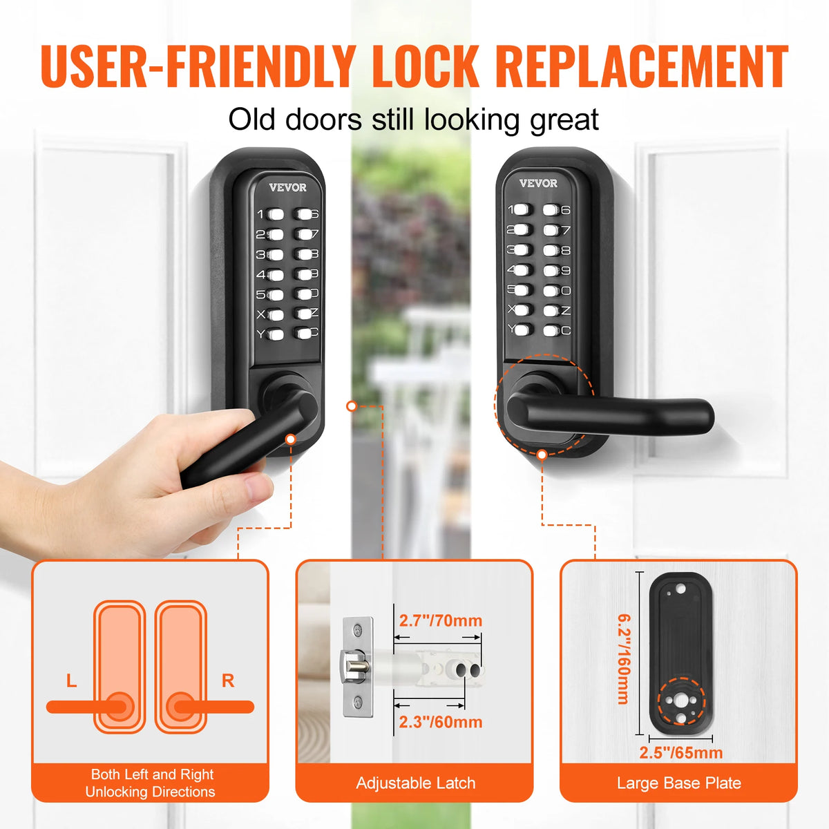 SucceBuy Mechanical Keyless Entry Door Lock With Keypad Handle