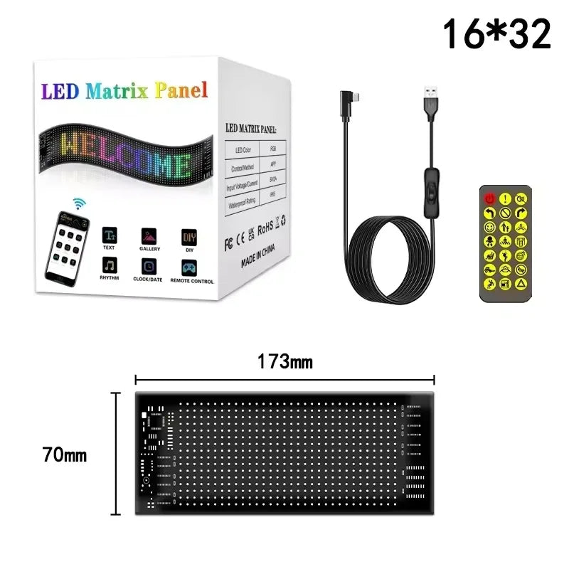 Car Decor Advertising Logo Lights Outdoor LED Matrix Pixel Scrolling Screen DIY Customize Patterns,Animations,Text Warning Light