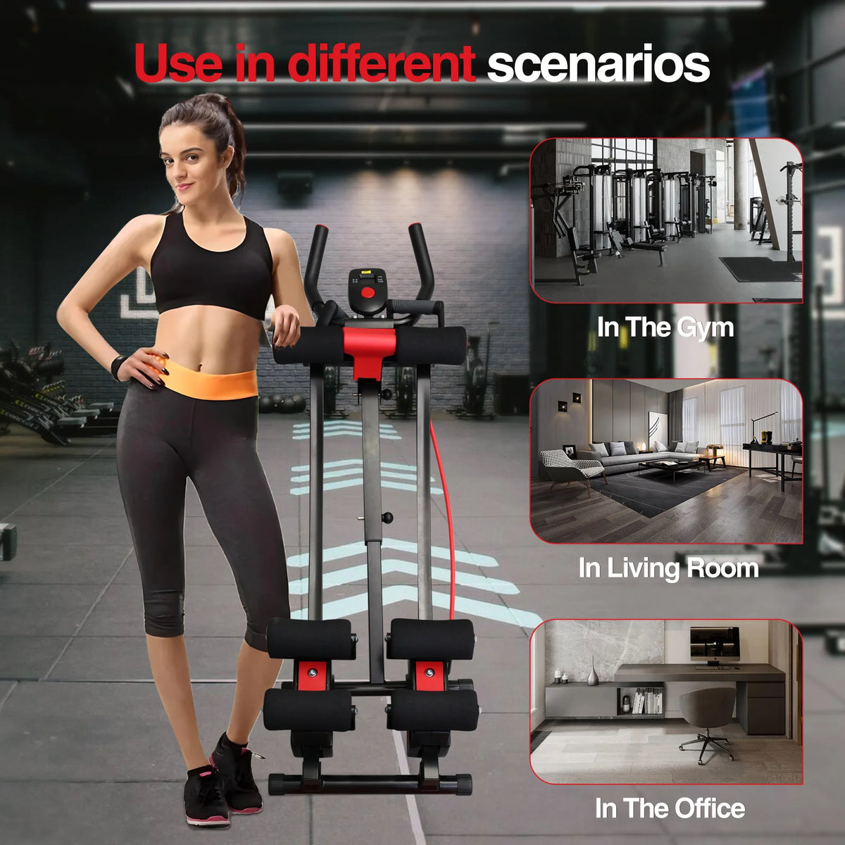 Foldable Adjustable Ab Cruncher for Home Core Strength Training