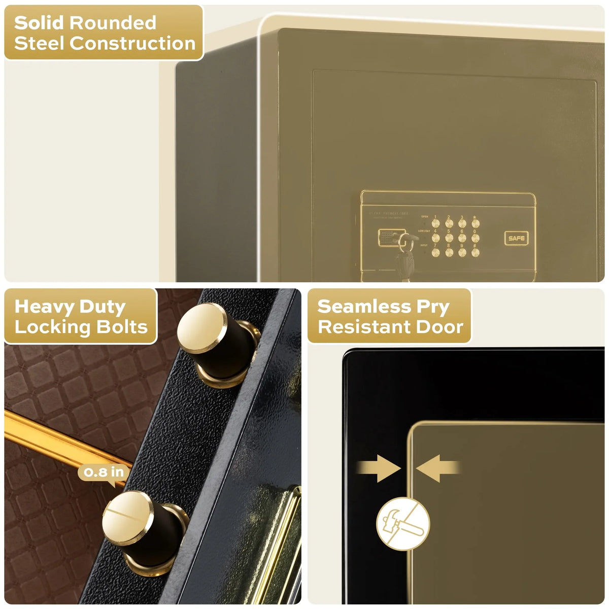Deli 6.2 Cu ft Large Safe Box Electronic Keypad with Fireproof Bag Dual Alarm Lockable Inner Cabinet for Home Hotel