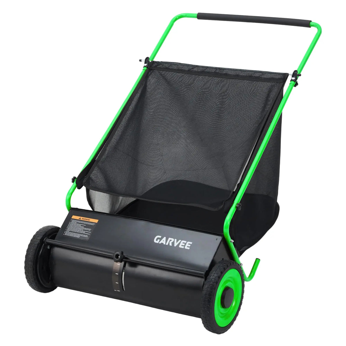 Push Lawn Sweeper 26in Leaf & Grass Collector, 7 Cu.Ft Hopper Bag With Cover, Adjustable Brush Height, Steel Yard Sweeper