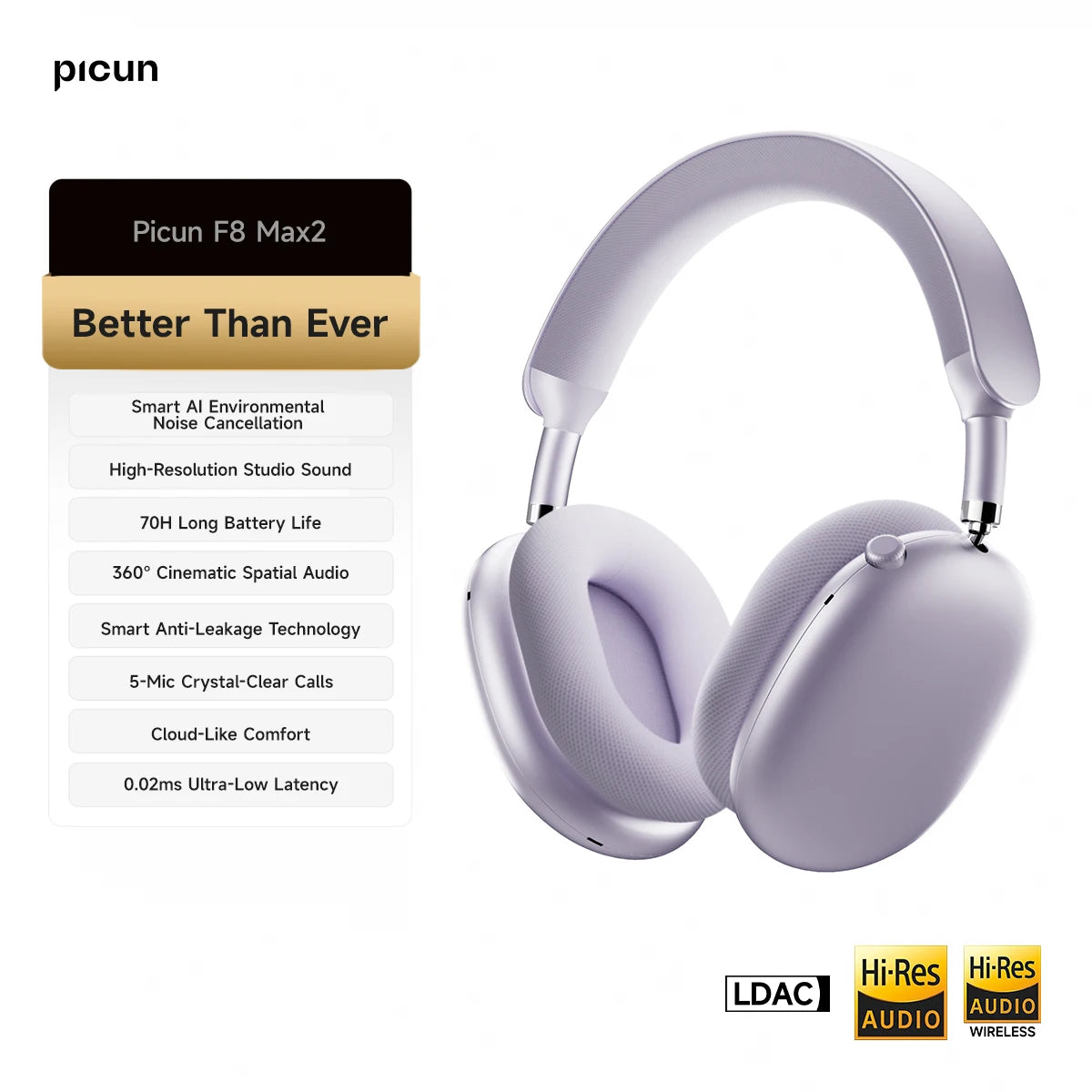 Picun F8 Pro ANC Wireless Headphones With Spatial Audio