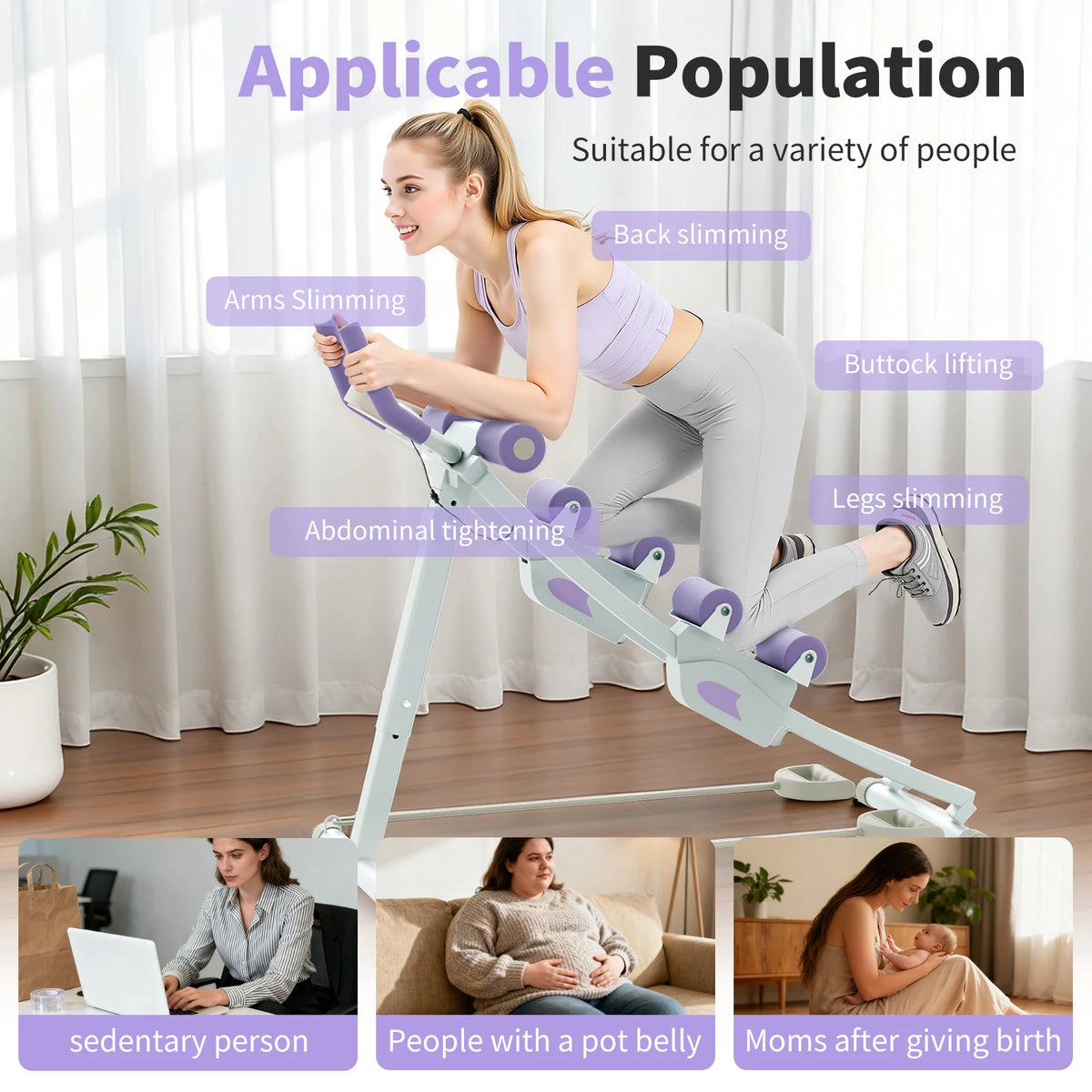 Foldable Adjustable Ab Cruncher for Home Core Strength Training
