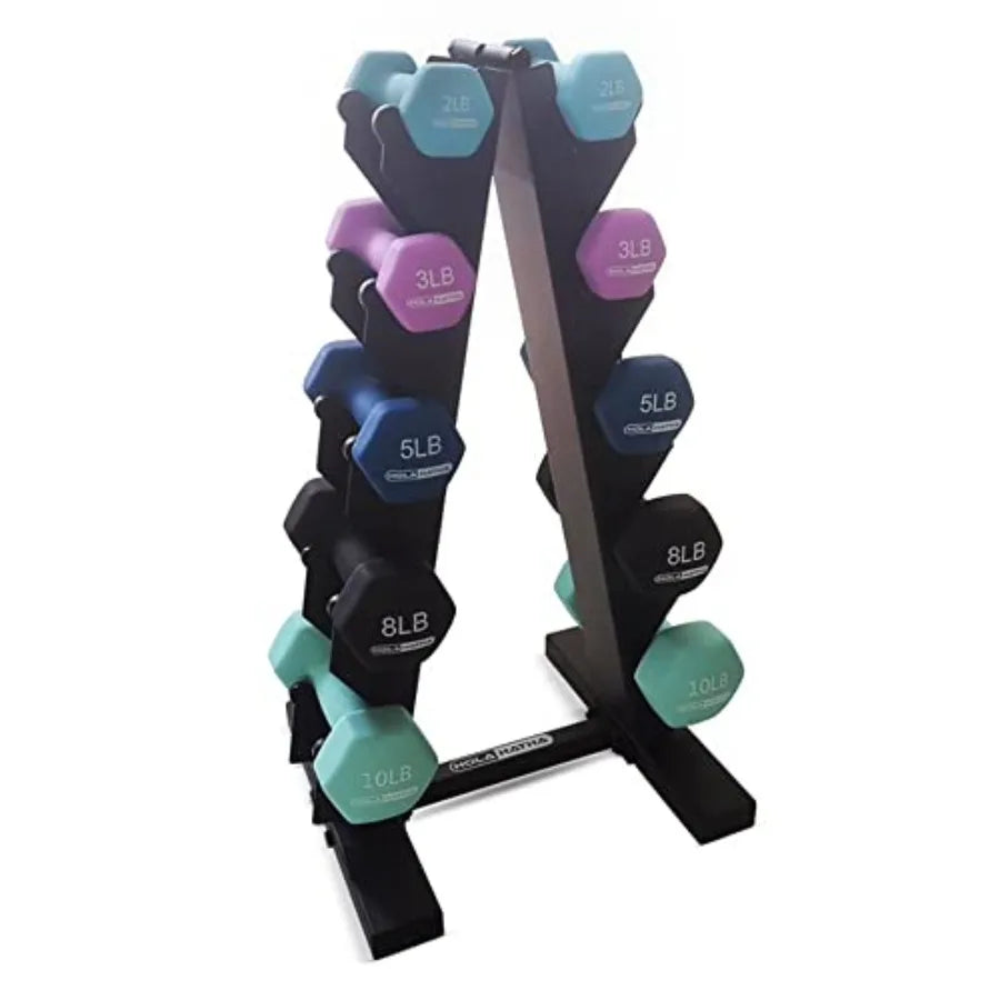 Neoprene Dumbbell Strength Training Set With Storage Rack