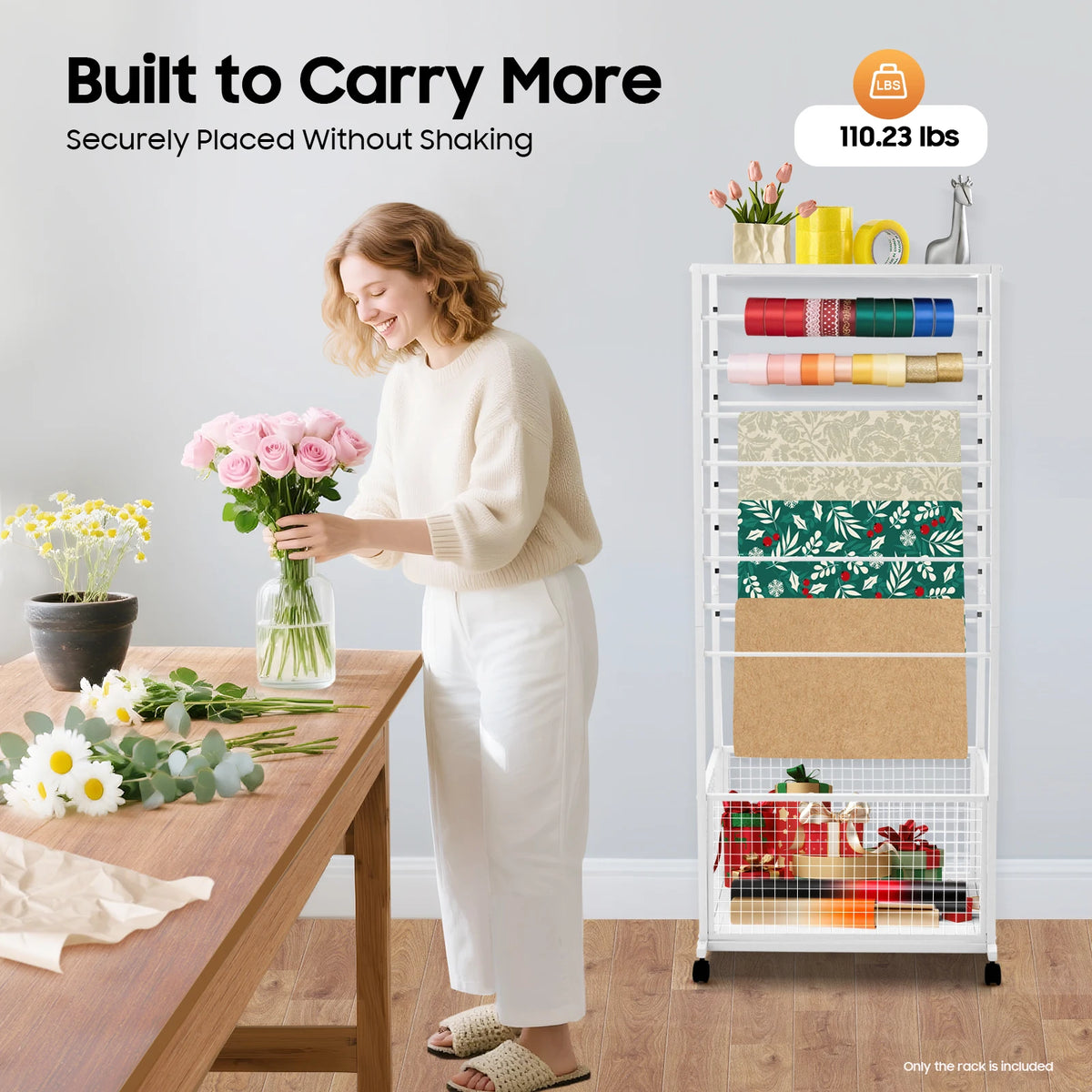Bymaocar Double Sided Ribbon Storage Rack With Adjustable Crossbars