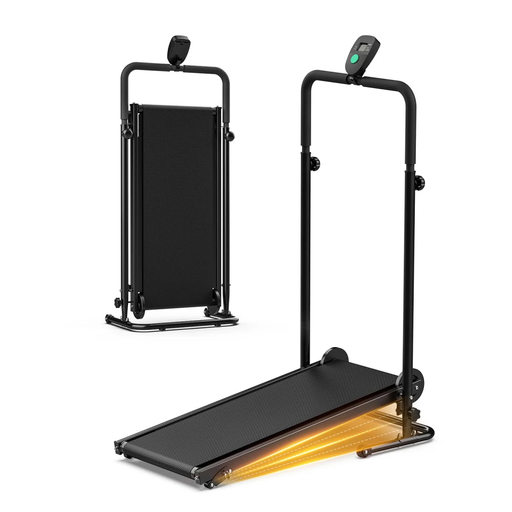 AKLUER Non-Motorized Treadmill With Incline And LCD Monitor