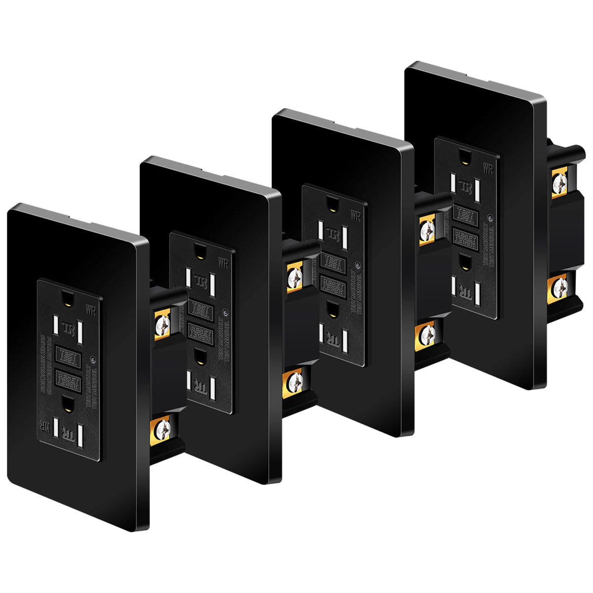 1PK-20PK GFCI GFI Outlet 15A 125V Black Safety Receptacle Plug Tamper Resistant TR WR Plate Socket With ETL Listed and LED Light