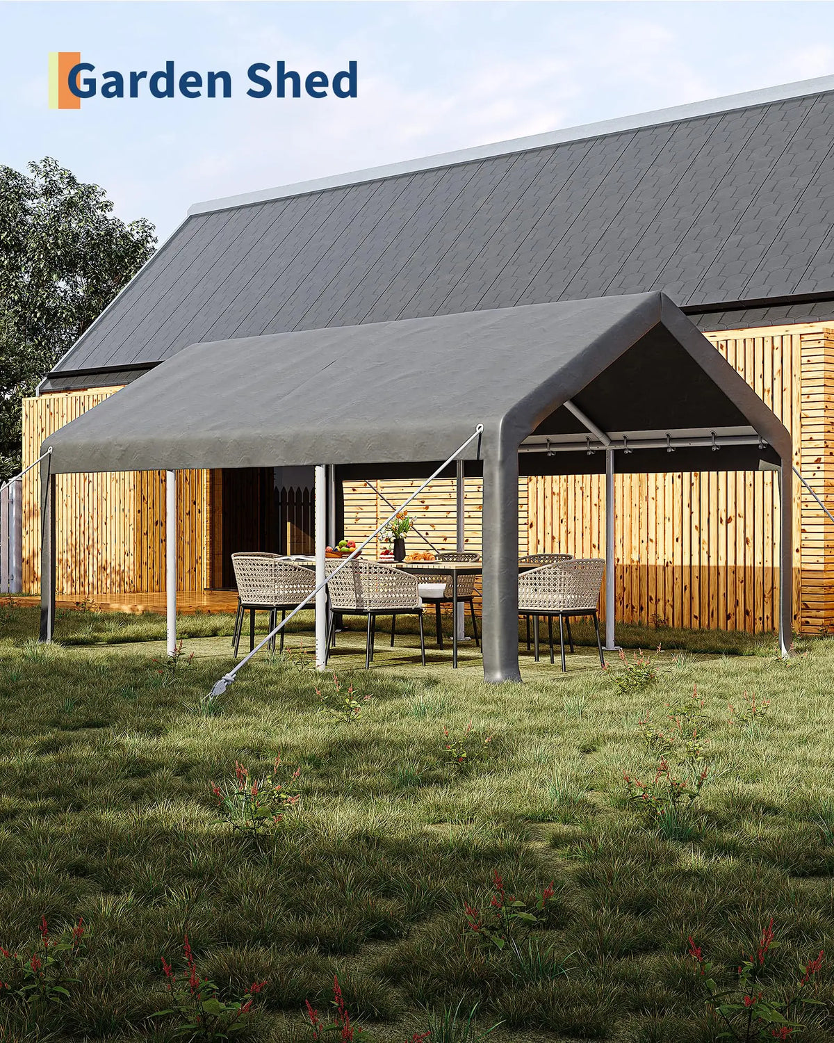 Portable Garage Shelter With Roll Up Doors And Windows