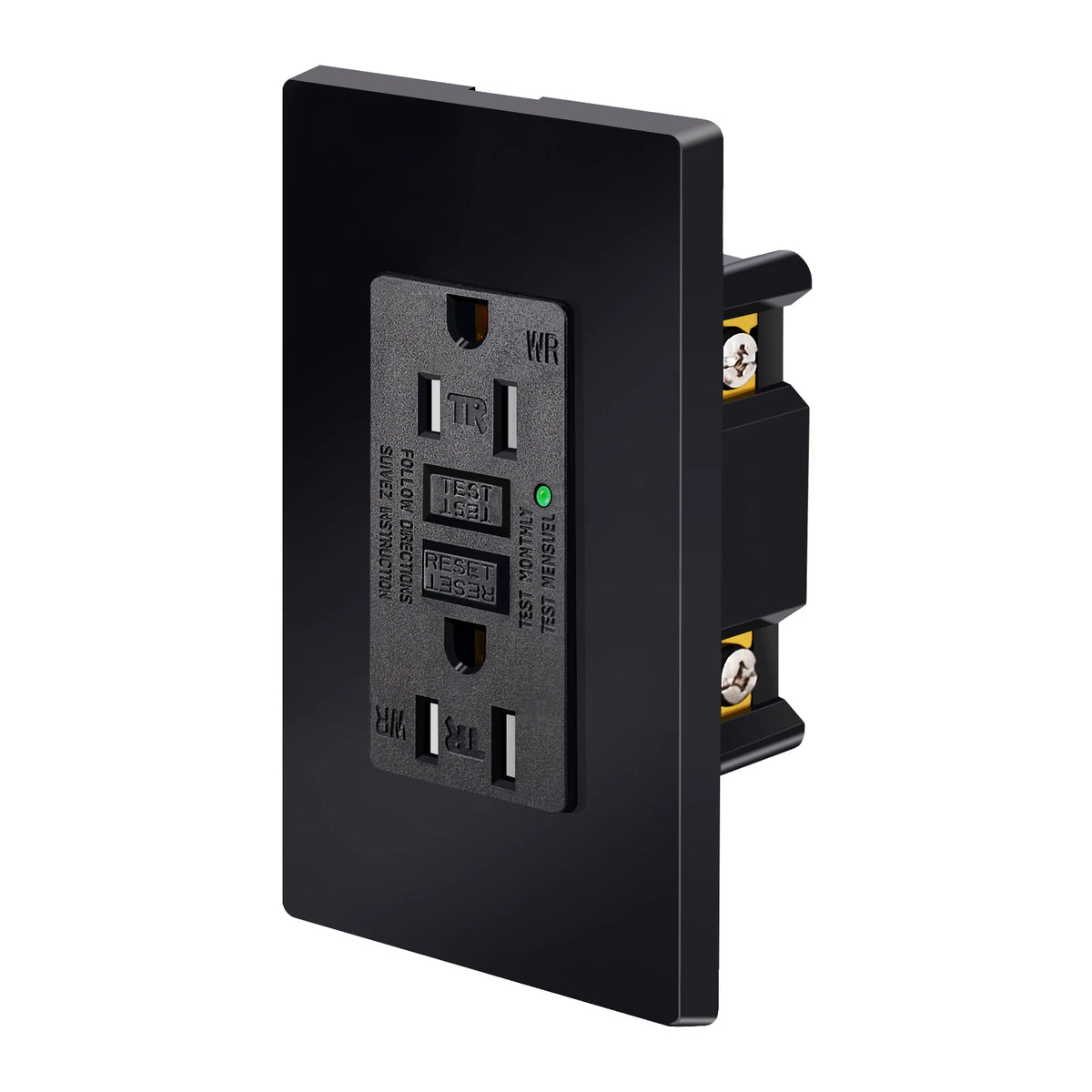 1PK-20PK GFCI GFI Outlet 15A 125V Black Safety Receptacle Plug Tamper Resistant TR WR Plate Socket With ETL Listed and LED Light