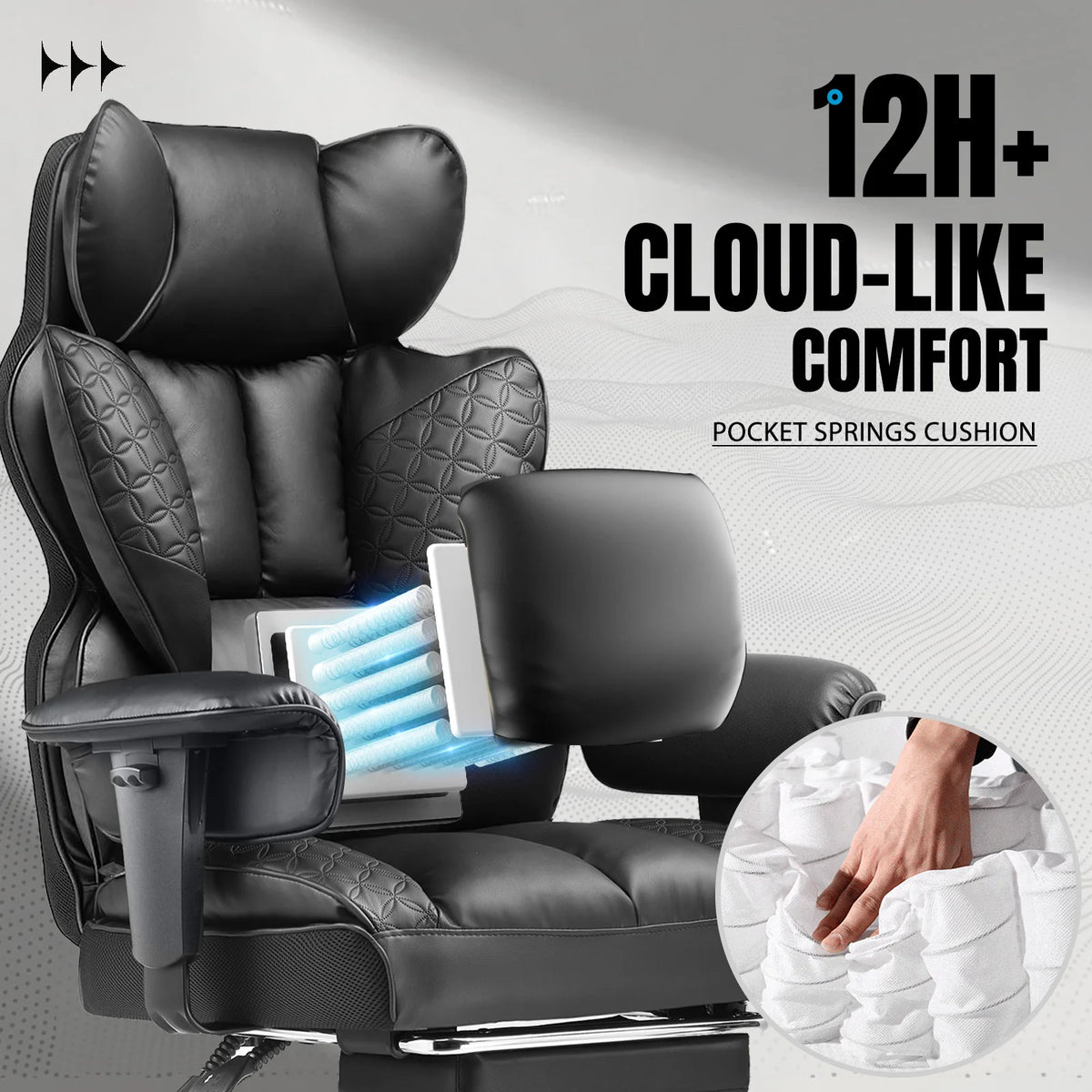 COMHOMA Ergonomic Leather High Back Office Chair With Footrest