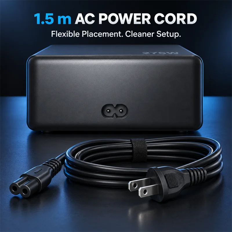 GaN USB C Fast Charging Station With Dual Retractable Cables