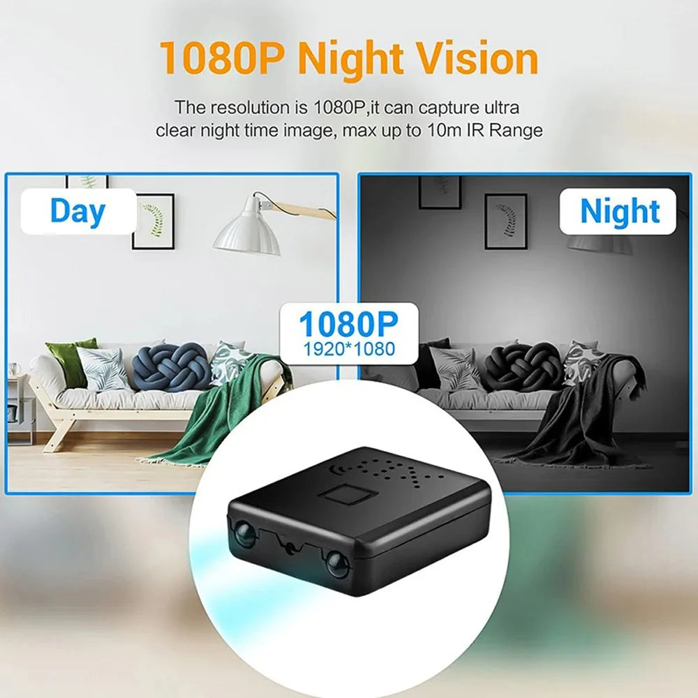 Mini WiFi Security Camera 1080P HD Wireless Video Recorder Night Vision Motion Detection Rechargeable Battery Remote Viewing For Home Office