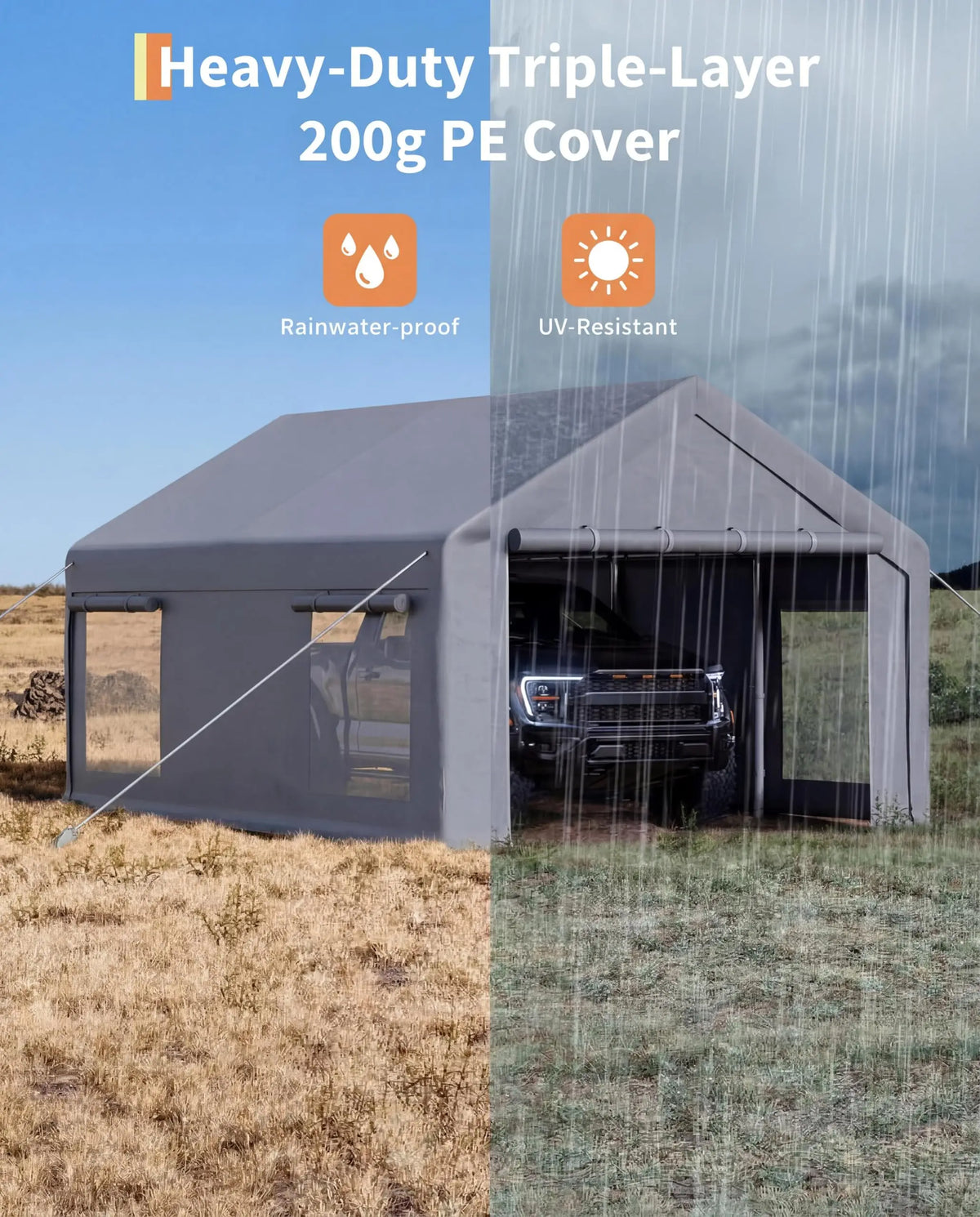 Portable Garage Shelter With Roll Up Doors And Windows