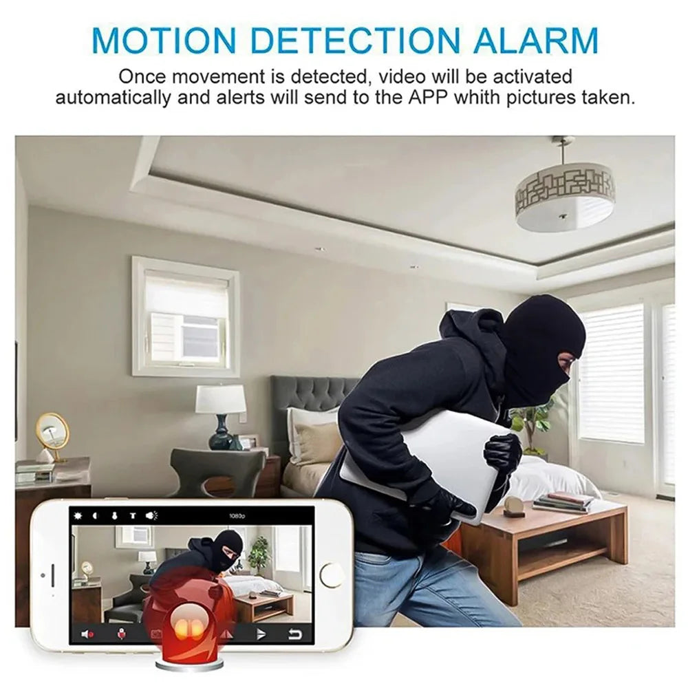 Mini WiFi Security Camera 1080P HD Wireless Video Recorder Night Vision Motion Detection Rechargeable Battery Remote Viewing For Home Office