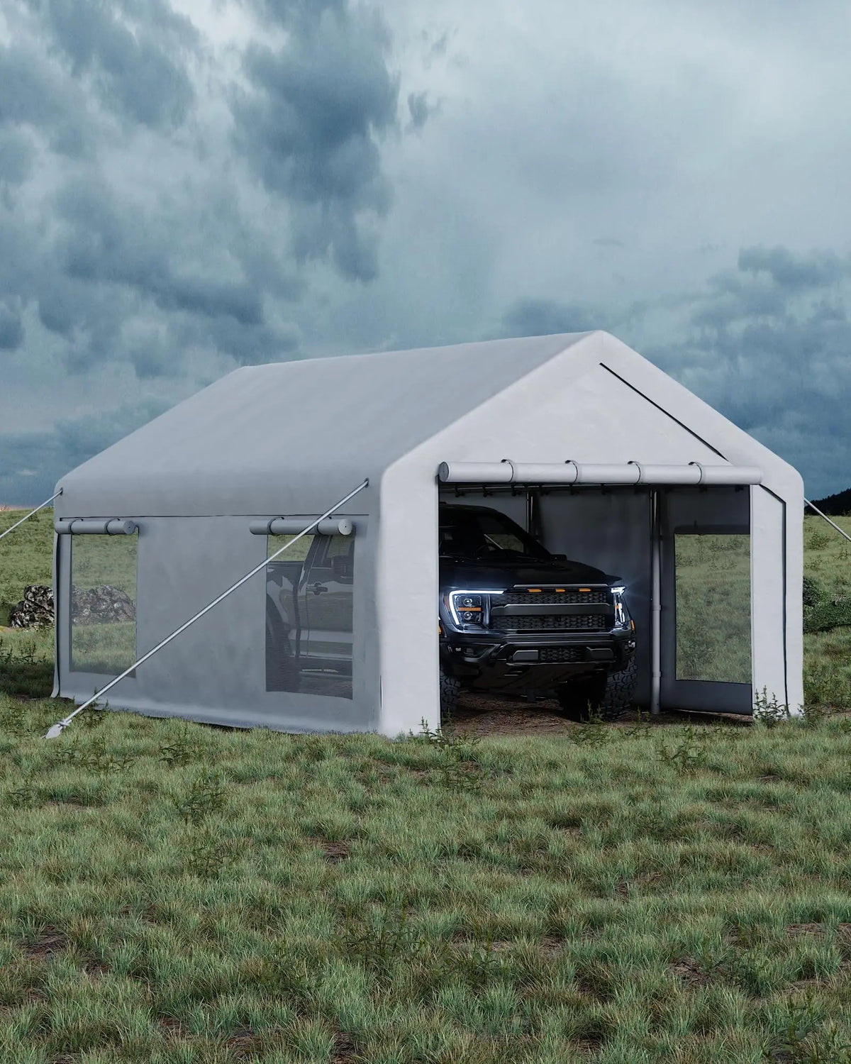 Portable Garage Shelter With Roll Up Doors And Windows