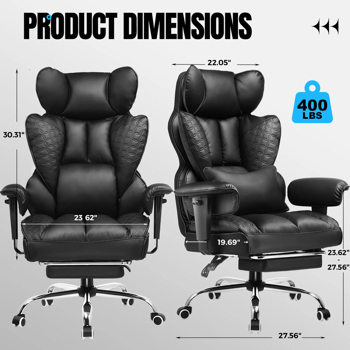 COMHOMA Ergonomic Leather High Back Office Chair With Footrest