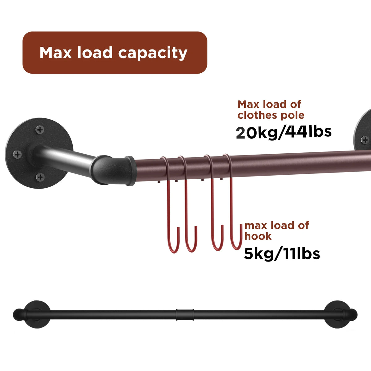 Industrial Pipe Wall Mounted Clothes Rack And Garment Hanging Rod