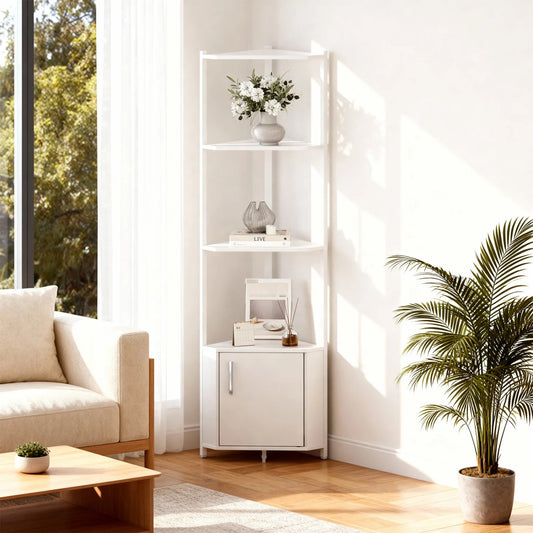 HiMISS Five Tier Corner Bookshelf With Metal Frame