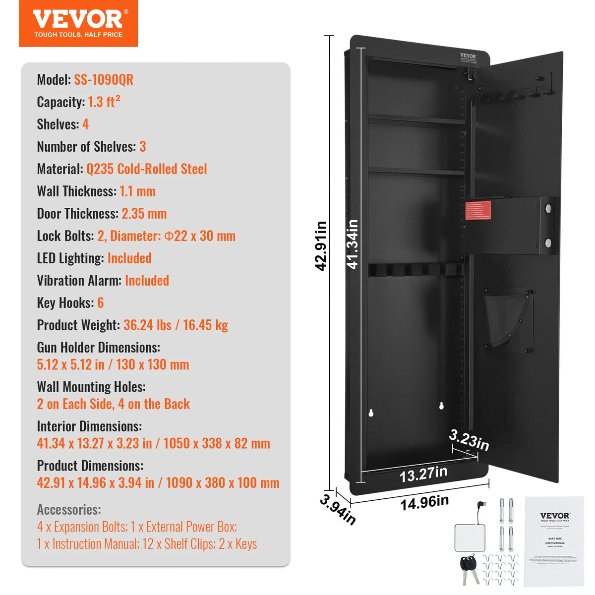 SucceBuy Tall Hidden Wall Safe With Keypad And Three Shelves