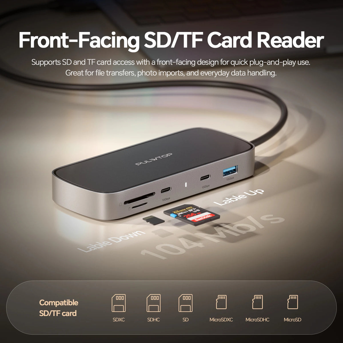 PULWTOP Dual Monitor Docking Station With HDMI USB C RJ45