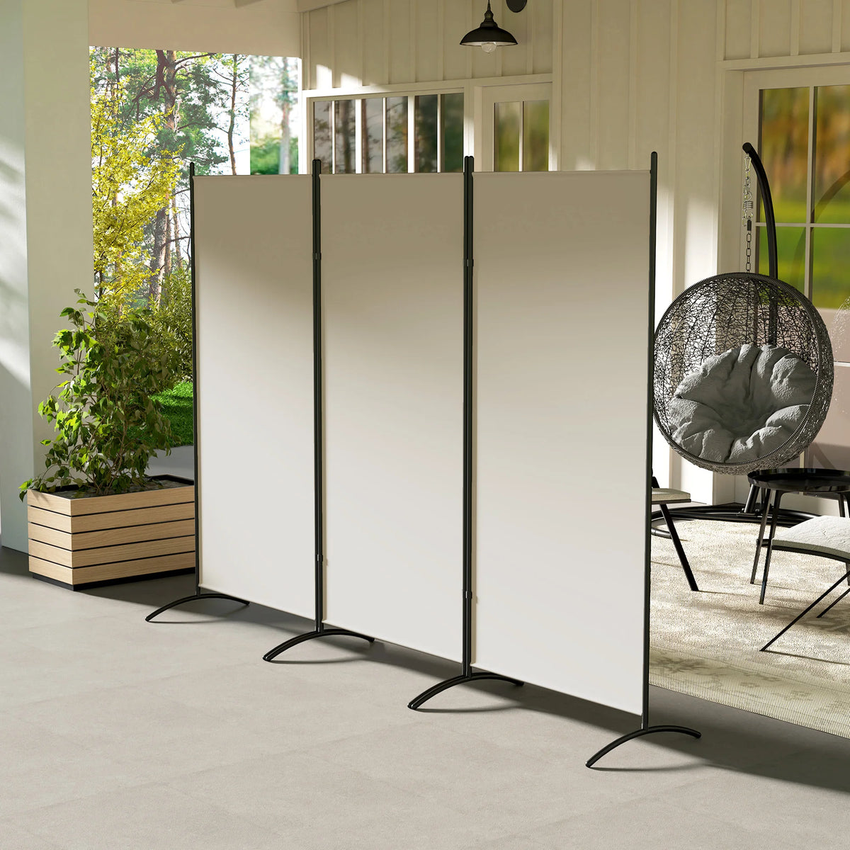 HOMCOM 6 Ft Tall 3 Panel Fabric Room Divider, Freestanding Partition Wall Divider, Folding Privacy Room Separator for Indoor, Home Office, Light Gray