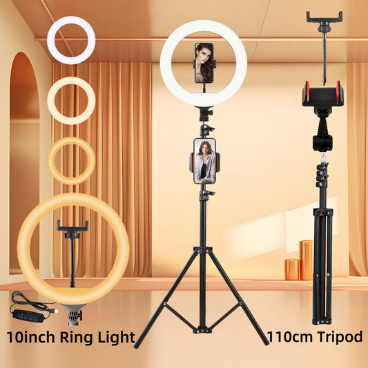 UEGOGO LED Ring Light With Adjustable Tripod And Phone Holder