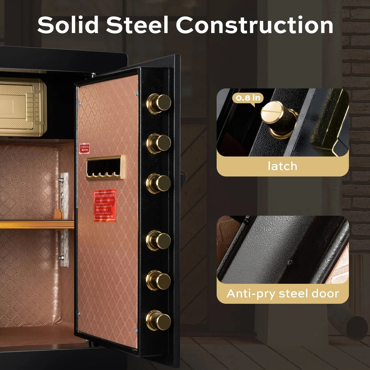 Deli 6.2 Cu ft Large Safe Box Electronic Keypad with Fireproof Bag Dual Alarm Lockable Inner Cabinet for Home Hotel