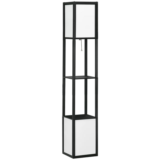 HOMCOM Modern Floor Lamp With Shelves And Dual Ambient Lighting