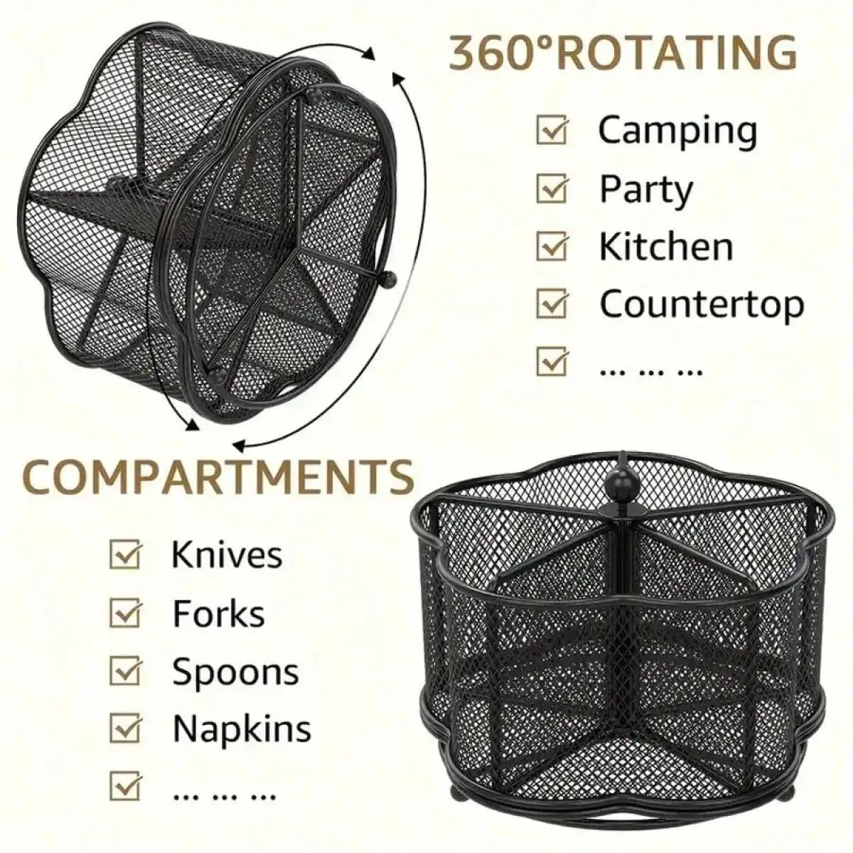 Rotating Stainless Steel Utensil Holder For Kitchen Organization