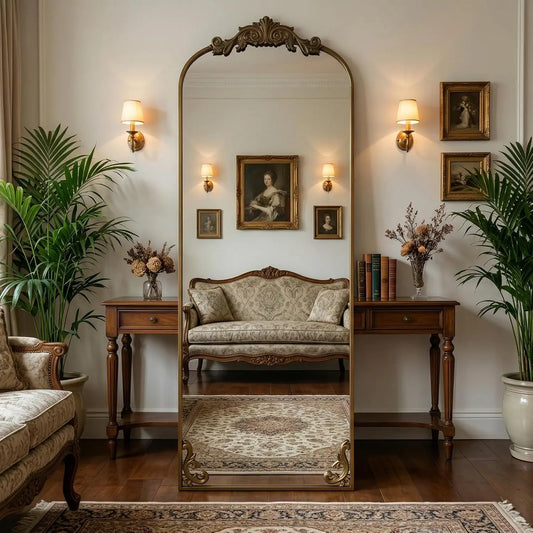 HARRITPURE Vintage Arched Full Length Standing Mirror for Home Decor