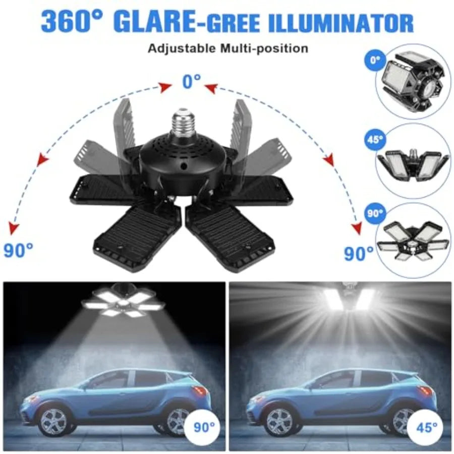 LED Garage Lights Bulb -80W, 18000LM 6500K Led Shop Light with 6+1 Deformable Panels, Basement Barn Light Garage Ceiling Lights