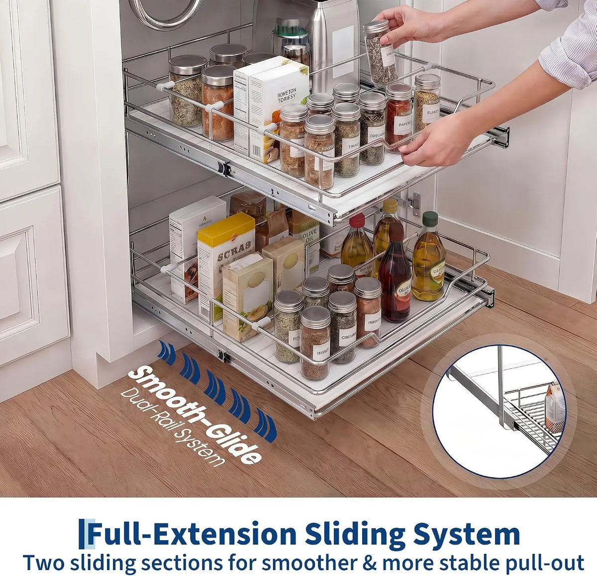 Tacleekii Two Tier Pull Out Cabinet Organizer With Steel Frame