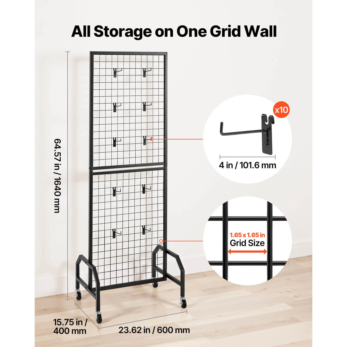 SucceBuy Gridwall Display Rack With Wheels For Craft Shows