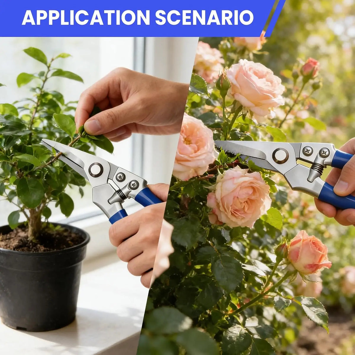 Tacleekii 2-Pack Stainless Steel Bypass Pruning Shears Ergonomic Garden Shears for Branch, Shrub, Vine & Indoor Plant Trimming, Flower Arranging – 8x20cm