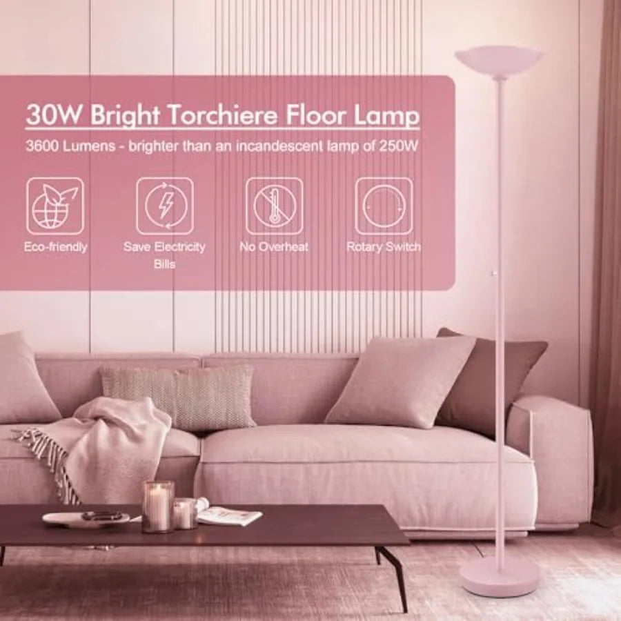 30W LED Torchiere Floor Lamp With Stepless Dimming Control