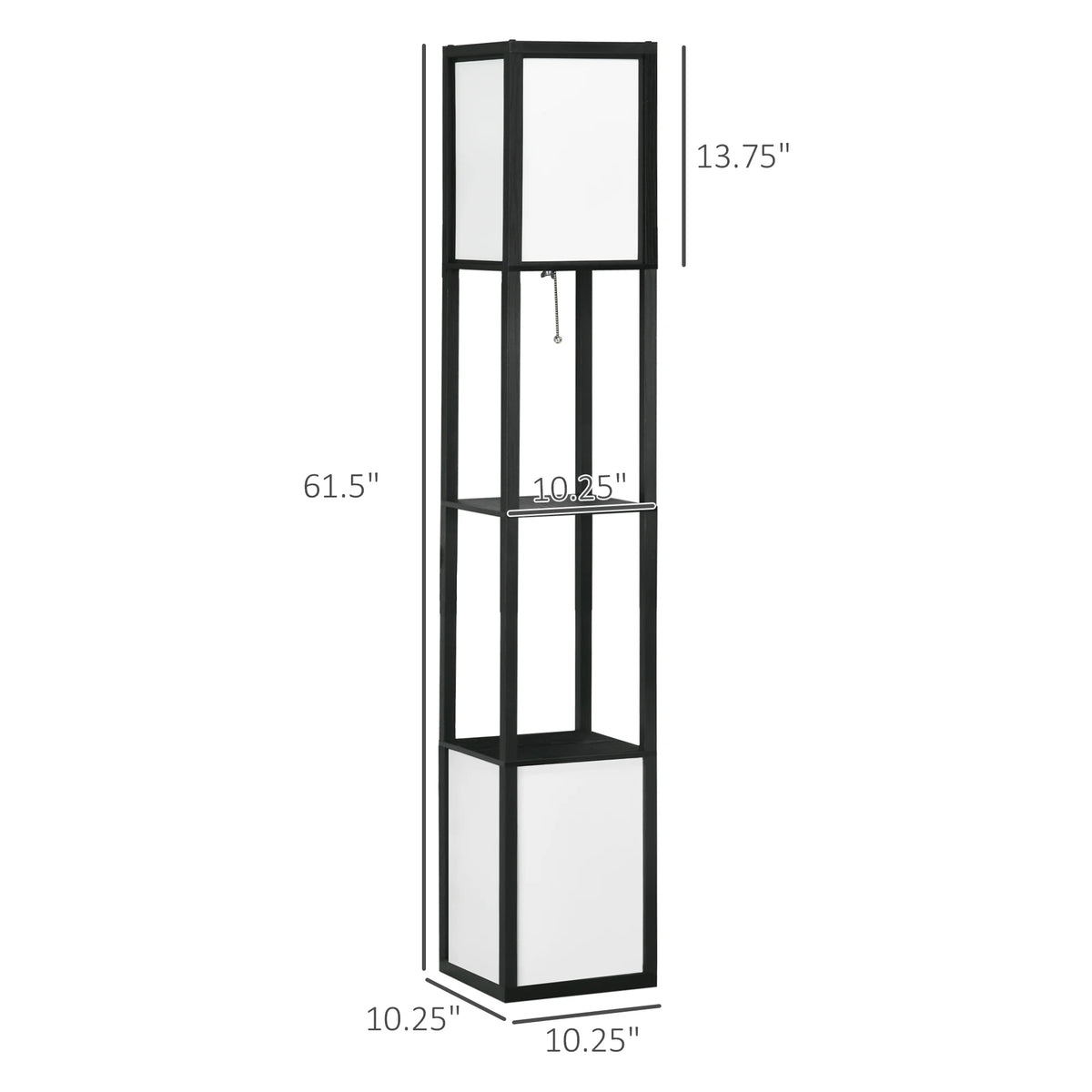 HOMCOM Modern Floor Lamp With Shelves And Dual Ambient Lighting