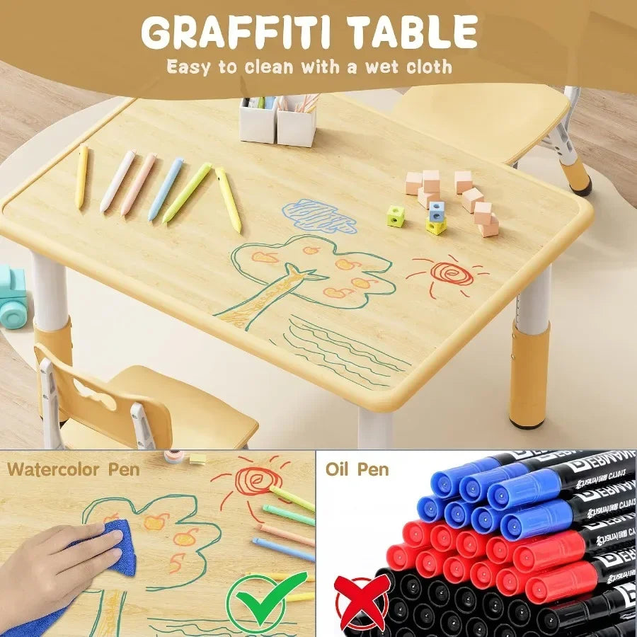 Brelley Adjustable Toddler Table And Chair Set For Study Play