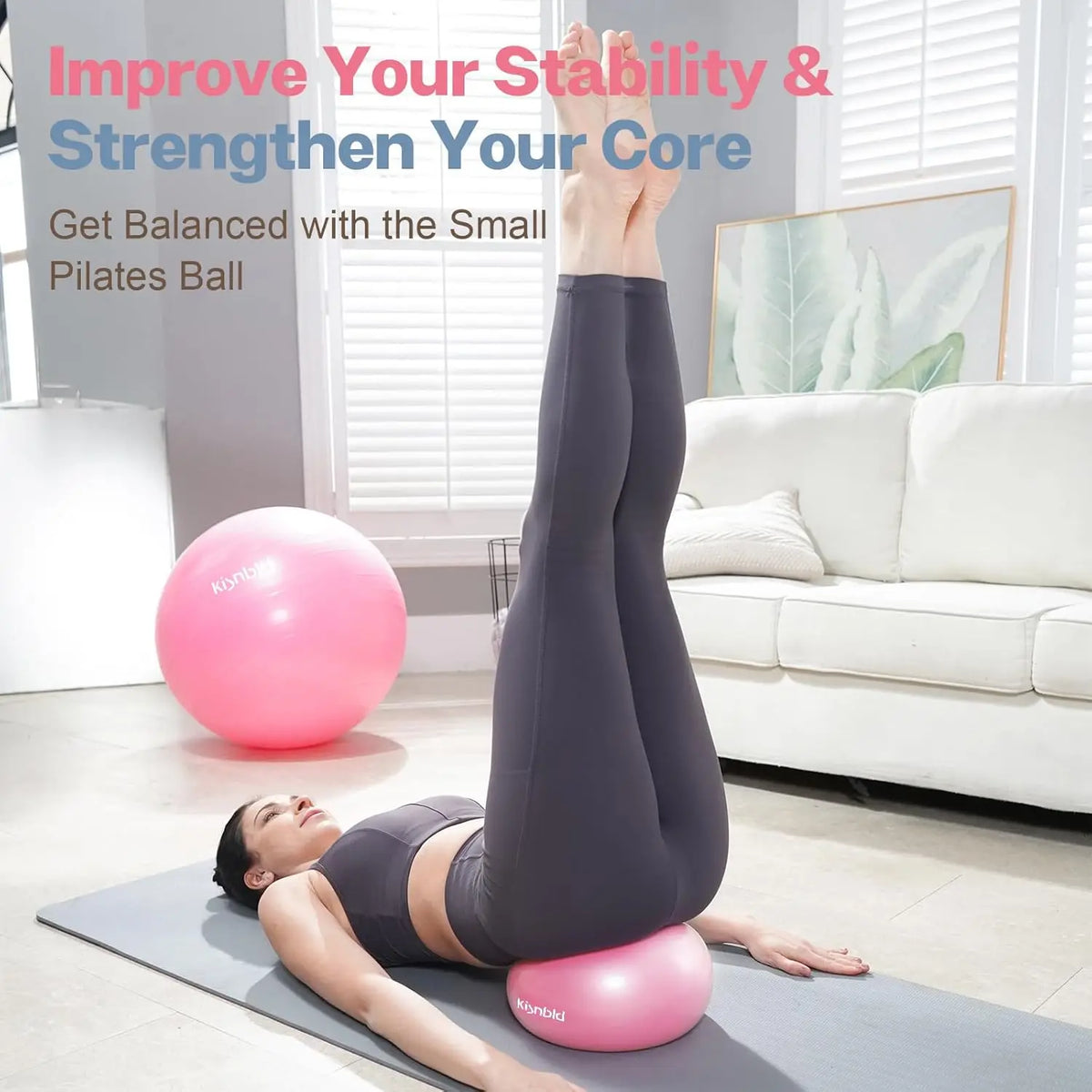 Kisnbld Mini Pilates Ball for Yoga Fitness and Core Workouts