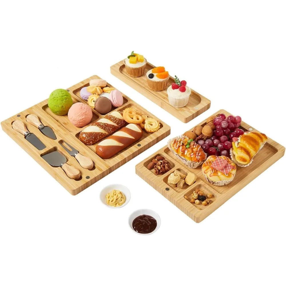 Bamboo Cheese Board Set With Serving Fork And Scoop