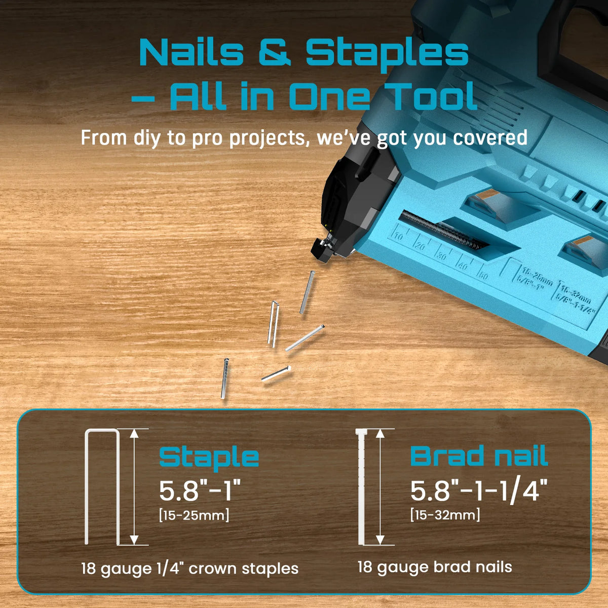 Seesii Cordless Brad Nailer and Stapler for Furniture and Woodworking