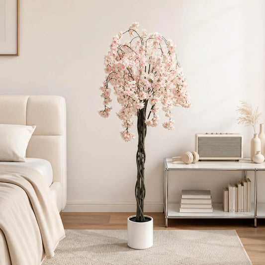 Artificial Double Trunk Cherry Blossom Tree for Indoor Home Decor