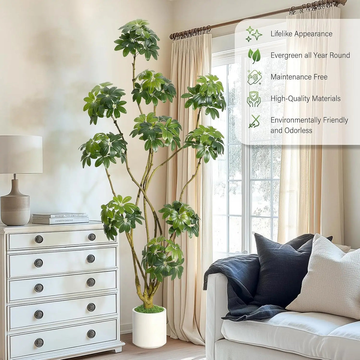 HiMISS Artificial Umbrella Tree Faux Floor Plant for Home Decor