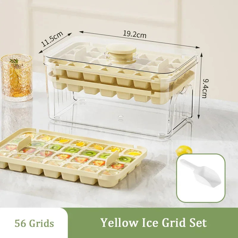 One Touch Ice Cube Tray Storage Bucket With Easy Dispensing