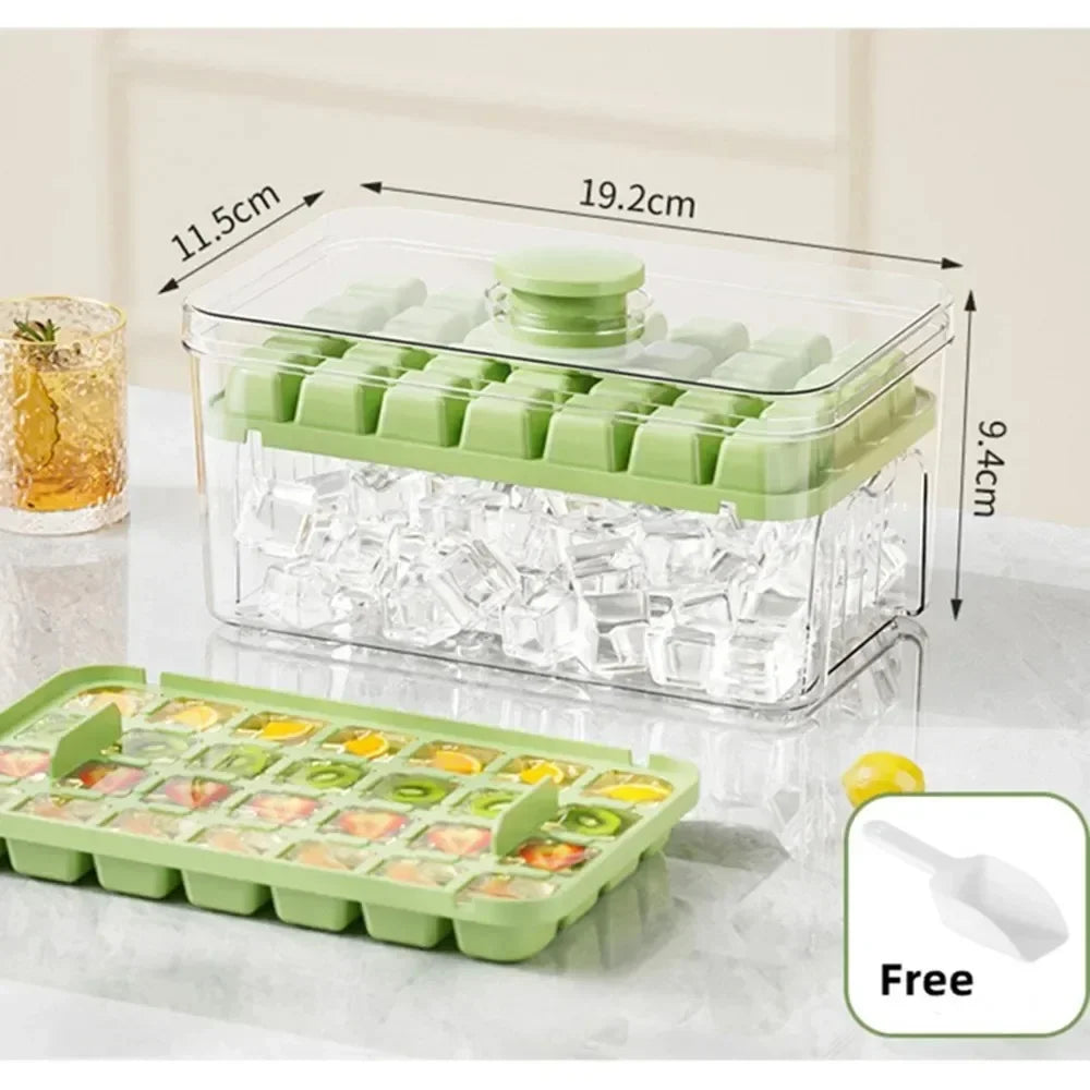 One Touch Ice Cube Tray Storage Bucket With Easy Dispensing