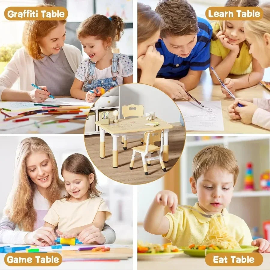 Brelley Adjustable Toddler Table And Chair Set For Study Play