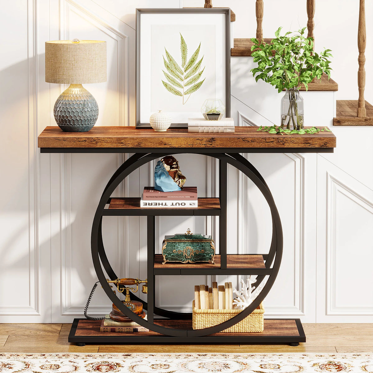 Tribesigns Four Tier Industrial Console Table With Storage