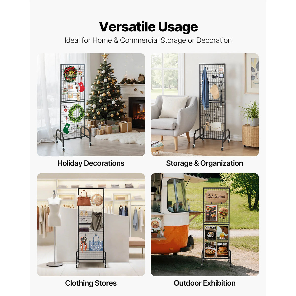 SucceBuy Gridwall Display Rack With Wheels For Craft Shows