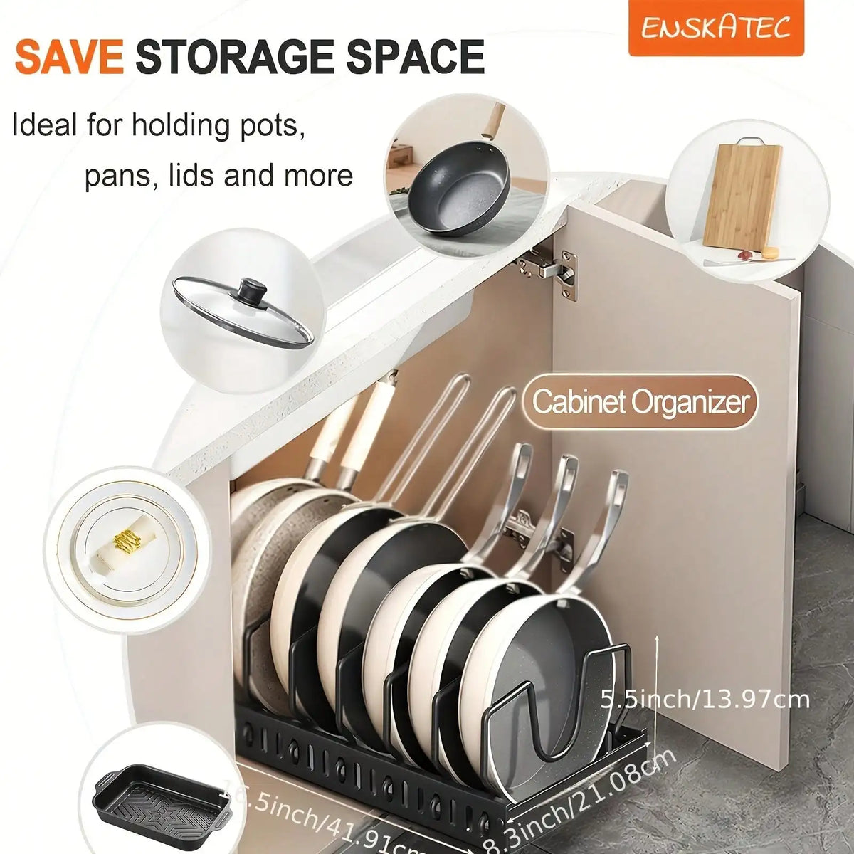 Pull Out Cabinet Organizer for Pots Pans Lids and Utensils