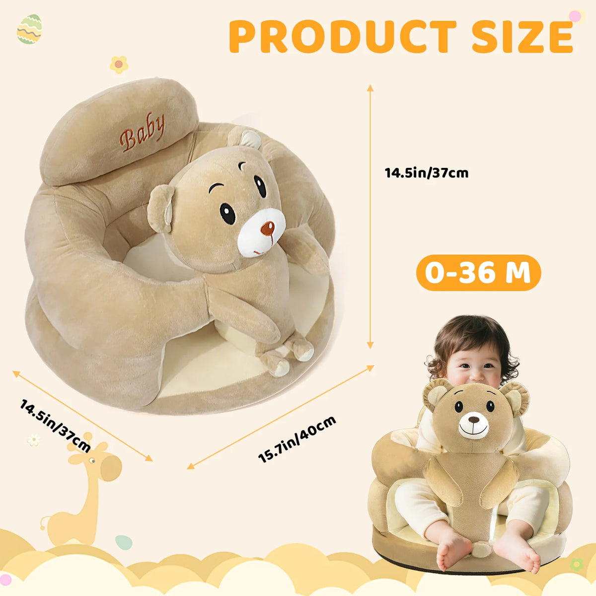 LLParty Animal Plush Baby Floor Seat With Sitting Support